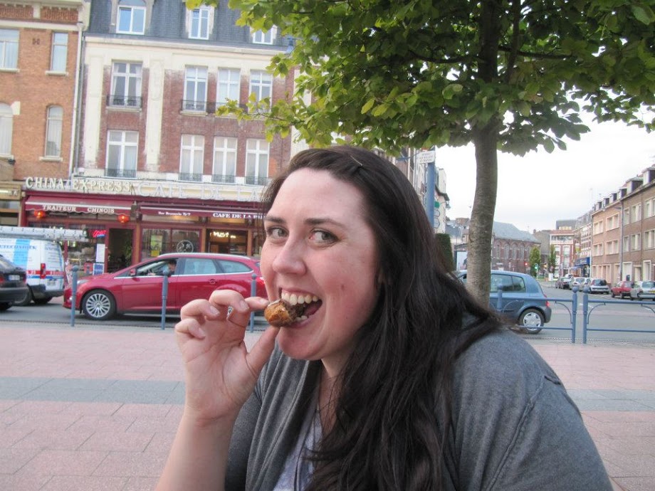 Me eating food on the street.